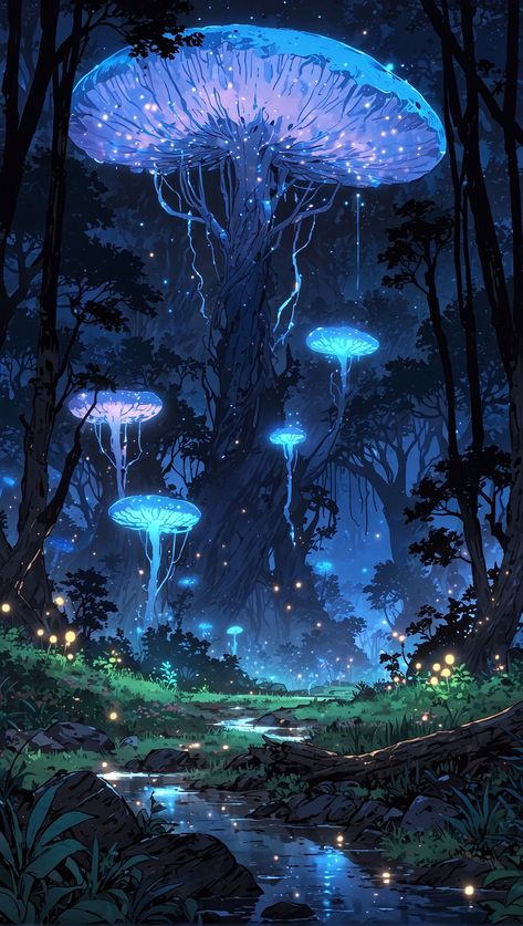 AI Art by DELTA_AI on Pixiv  AI generated Illustration landscape #ai  #wallpaper   #illustration  #background  #aiillustration #fantasy Fantasy Core Wallpaper, Deviant Art Fantasy Digital Illustration, Fantasy Landscape Digital Art, Fantasy Night Landscape, Mysterious Forest Aesthetic, Fantasy Landscape Aesthetic, Bright Fantasy Art, Animated Landscape Wallpaper, D&d Backgrounds