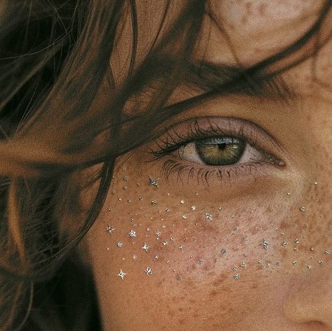 Fazit on Instagram: "💥 Get the layered look! How do our Silver Speckles look over natural freckles? Enhance your natural beauty marks with some silver specks. The freckle speckle look!" Gem Freckles Makeup, Cute Freckles Aesthetic, Sparkle Freckles, Eleanor Aesthetic, Tan Freckles, Void Walker, Star Freckles, Gold Freckles, Freckles Aesthetic