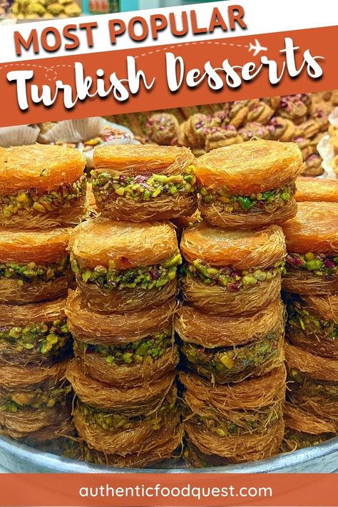 Turkey Desserts by Authentic Food Quest Turkish Desserts Sweets, Turkish Deserts Recipe, Authentic Turkish Recipes, Turkish Sweets Recipes, Turkish Dessert Recipes, Turkish Recipes Traditional, Turkish Pastries, Homemade Turkish Delight, Turkish Cookies