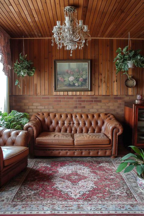 Brown Leather Couch Eclectic Living Room, Leather Couch Traditional Living Room, Dark Red Leather Couch, Leather Couch Decorating, Dark Leather Couches, Leather Couch Living Room, Red Leather Couches, Room Template, Dark Brown Leather Sofa