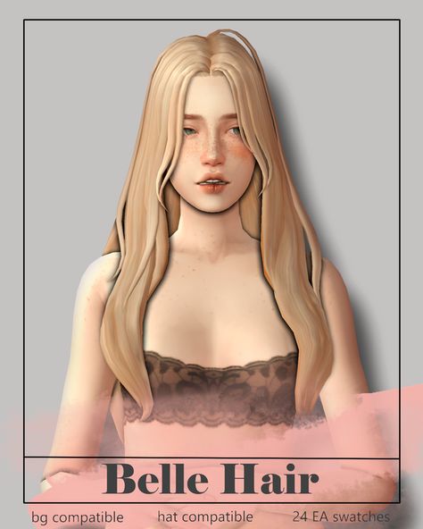 Sunivaa Sims 4, Blonde Hair Sims 4 Cc, Lana Del Rey Hair, Belle Hair, Belle Hairstyle, Barbie Hairstyle, Pelo Sims, Sims 4 Mm Cc, Sims 4 Cc Folder