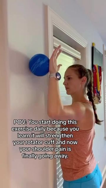 Stephanie Ridgway on Instagram: "If you have shoulder pain or discomfort, here’s an exercise you can try! This will help will shoulder strength and stability.  Strengthening your rotator cuff muscles (4 muscles surrounding your shoulder) and improving shoulder stability can help reduce pain in the shoulder and prevent future injuries.  If you’re having any shoulder pain and would like some individualized help getting rid of it, comment SHOULDER below!  #shoulderpain #shoulderpainrelief #shoulderpainexercises #shoulderpaintreatment #rotatorcuff" Rotator Cuff Injury Exercises, Rotator Cuff Muscles, Rotator Cuff Pain, Shoulder Rehab Exercises, Build Shoulders, Rotator Cuff Exercises, Shoulder Pain Exercises, Neck And Shoulder Exercises, Shoulder Rehab