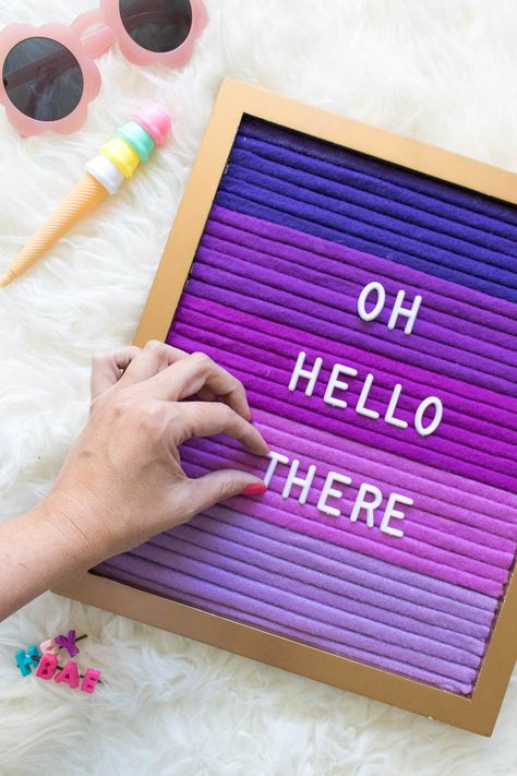 DIY Ombre Letterboard | Club Crafted Diy Letter Board, Diy Pineapple, Letters Diy, Felt Letter Board, Diy Ombre, Letter Decor, Felt Letters, Diy Letters, Felt Board