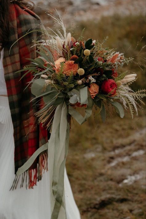 Glencoe Elopement, Thistle Bouquet, Fall Editorial, Elopement Bouquet, Glencoe Scotland, Wedding Flower Design, Boho Wedding Bouquet, Scotland Wedding, Quirky Wedding