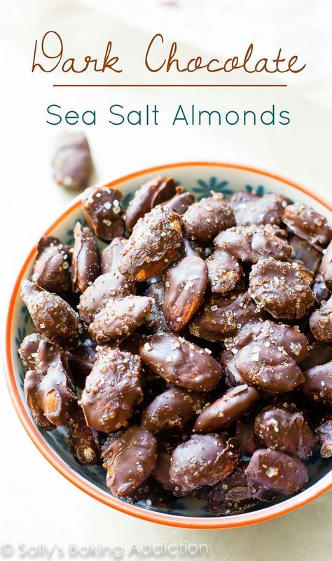 Healthier Treat: Dark Chocolate Sea Salt Almonds Healthy Chocolate Treats, Chocolate Covered Nuts, Dark Chocolate Sea Salt, Chocolate Covered Almonds, Gulab Jamun, Nut Recipes, Healthy Chocolate, Healthy Sweets, Healthy Dessert Recipes