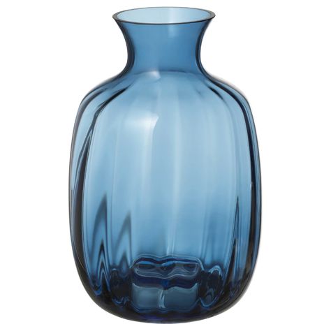 IKEA - TONSÄTTA, Vase, blue, Use the vase with flowers or alone, as a beautiful object in its own right. The glass vase is mouth blown by a skilled craftsperson. Ikea Vases, Deco Zen, Long Stem Flowers, Recycling Facility, Blue Glass Vase, Glass Flower Vases, Cylinder Vase, Style Deco, Robust Design