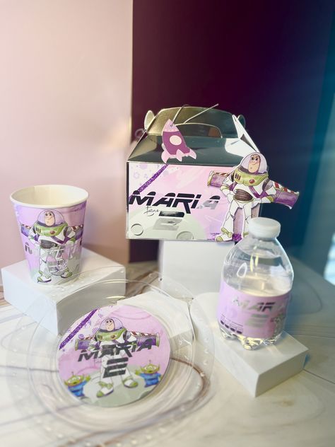 Custom Buzz Party Favor box|Light year Caprisun label|Buzz Party Supplies|light year Party Favors|Light year water labels|pink light year Buzz Party, Buzz Lightyear Party, Custom Desserts, Box Light, Party Favor Boxes, Light Year, Water Bottle Labels, Personalized Labels, Girl Party