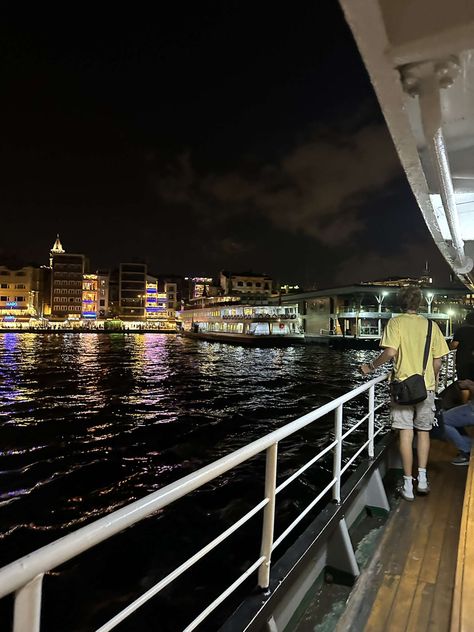 #ferry #istanbul #turkey #aesthetic #moon #night #vibes #princeislands #galata #ataturk Ferry Boat Aesthetic, Ferry Aesthetic, Istanbul Turkey Aesthetic, Aesthetic Places To Visit, Turkey Aesthetic, Boat Aesthetic, Aesthetic Moon, Streamer Dr, Aesthetic Places