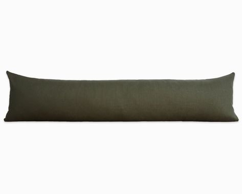 Moss Green Linen Extra Long Lumbar Throw Pillow. Shop Coterie Brooklyn for a contemporary and discerningly curated collection of soft goods and decor Lumbar Pillow Bed, Oversized Lumbar Pillow, Green Lounge, Guest Bedroom Design, Green Velvet Pillow, Living Room Lounge, Long Lumbar Pillow, Long Pillow, Mcgee & Co