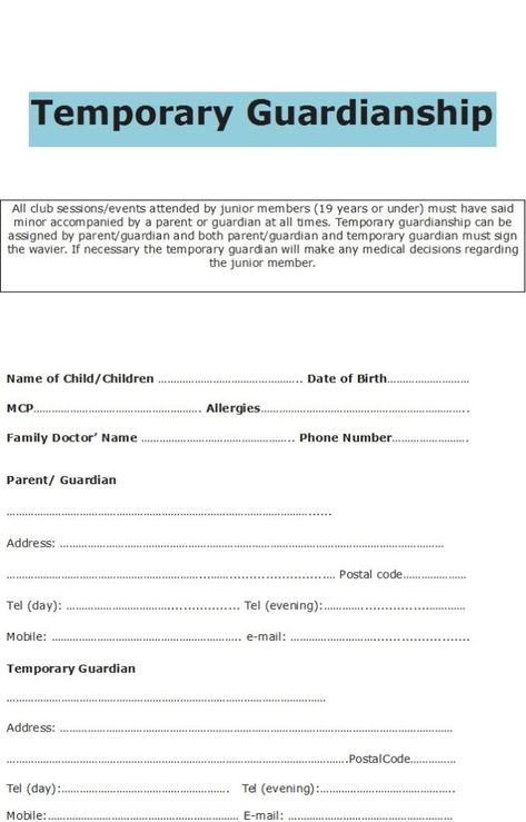 Temporary Guardianship Form Templates - Excel Word Template Separation Agreement Template, Divorce Agreement, Questionnaire Template, Doctor Names, Education Templates, Legal Forms, Templates Free Design, Resignation Letter, Family Doctors