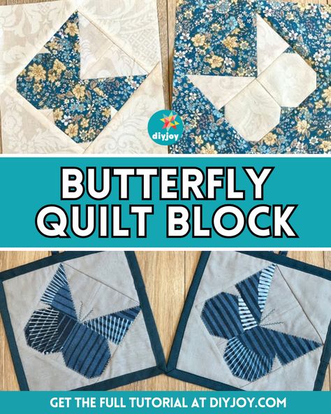 Butterfly Quilt Block, Patchwork Butterfly, Butterfly Patchwork, Easy Patchwork, Butterfly Quilt, Single Quilt, Sewing And Quilting, Quilt Block Pattern, Half Square Triangles