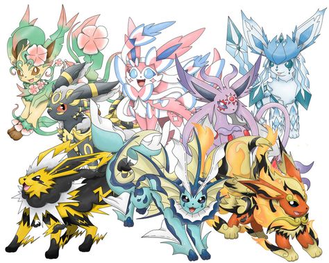 Mega Eeveelutions All 2gether by godzilla1030.deviantart.com on @DeviantArt Mega Evolution Pokemon, Rayquaza Pokemon, Eevee Cute, Kartu Pokemon, Pokemon Eevee Evolutions, Pokemon Mew, Eevee Evolution, Pokemon Fusion Art, Mega Pokemon