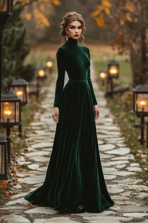 50+ Long Wedding Guest Dresses for Fall - Elegant Gowns That Complement the Season - From The Guest Room Green Winter Wedding Dress, Formal Long Gown For Wedding Guest, Formal Winter Wedding Guest Outfit, Winter Dresses For Wedding Guest, Winter Guest Wedding Dress, Outdoor Winter Wedding Outfit Guest, Formal Winter Wedding Guest Dress, February Wedding Guest Outfit, Winter Wedding Guest Outfit Cold Formal