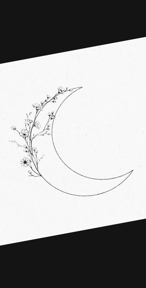 Moon And Orchid Tattoo, Wildflower Moon Tattoo, Dog Moon Tattoo, Moonflower Tattoo, Celtic Tattoo For Women, Jasmine Tattoo, Enough Tattoo, Orchid Tattoo, Crescent Moon Tattoo