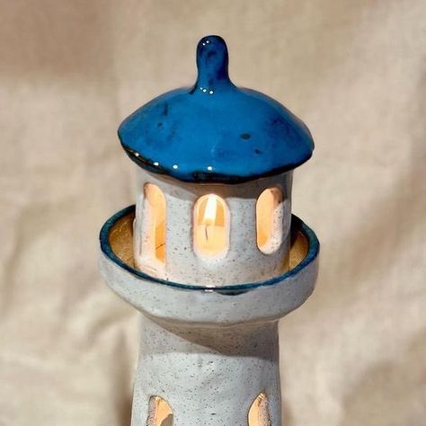 Ceramics Lovers on Instagram: "Blue ceramic lighthouse by @littletree.studio" Ceramic Lighthouse Pottery, Vsco Crafts, Pottery Lighthouse, Clay Lighthouse, Lighthouse Sculpture, Lighthouse Ceramic, Ceramic Lighthouse, Creative Houses, Hand Pottery