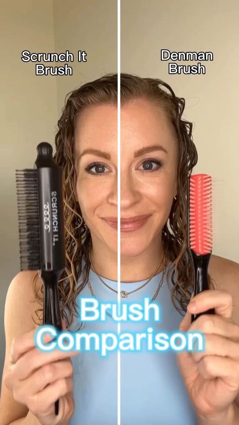 Denman Brush For Wavy Hair, Denman Brush Curls Tutorial, Curly Hair Denman Brush, How To Use Denman Brush Curls, Styling Brush For Curly Hair, Denim Brush Curly Hair, Deman Brush Styling, Best Brush For Curly Hair, Brush For Wavy Hair