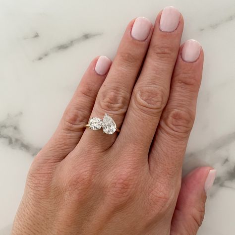 Circle And Pear Engagement Ring, Round And Pear Diamond Ring, Pear And Oval Engagement Rings, Round And Pear Engagement Ring, Pear And Round Diamond Ring, 2 Stone Engagement Ring, Wed Rings, French Closet, Pear Cut Engagement Rings