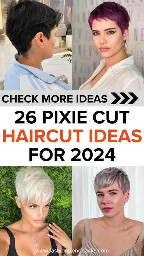 Four stylish pixie cut ideas for 2024 featuring short, edgy, and textured styles to inspire your next haircut. Low Maintenance Pixie Haircut, Easy Pixie Haircut, Brunette Pixie Cut, Pixie Cut With Highlights, Women Pixie Haircut, Women Haircut, Brunette Pixie, Grown Out Pixie, Textured Pixie Cut