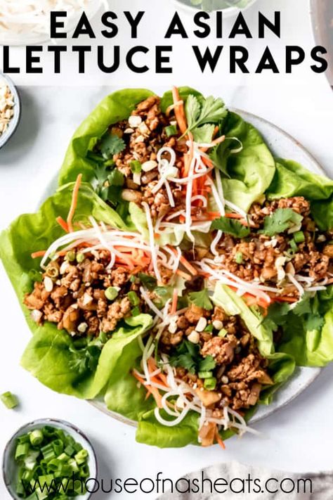 Ground Turkey Lettuce Wraps, Thai Lettuce Wraps, Asian Lettuce Wraps, Crunchy Veggies, Turkey Lettuce Wraps, Healthy Asian, Lettuce Wrap Recipes, Healthy Food Facts, Chicken Lettuce Wraps