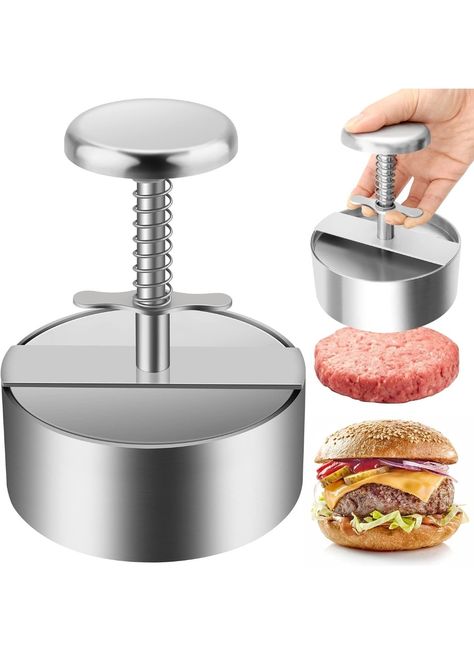 TIANTOU Burger Press, Stainless Steel Adjustable Hamburger Patty Maker, Non Stick Patty Making molds are Suitable for Beef, Vegetables, Burgers and Cooking,BPA Free - Ideal for BBQ, Silver Hamburger Rice, Burger Maker, Hamburger Patty, Burger Meat, Burger Press, Beef Meat, Homemade Hamburgers, Hamburger Meat, Hamburger Patties