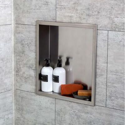 Installation - Palisade Waterproof Grout-Free Wall Tiles Niche Bathroom, Stainless Steel Shower Niche, Recessed Niche, Bathroom Niche, Matte Black Bathroom, Stainless Steel Wall, Wall Niche, Shower Niche, Stainless Steel Bathroom