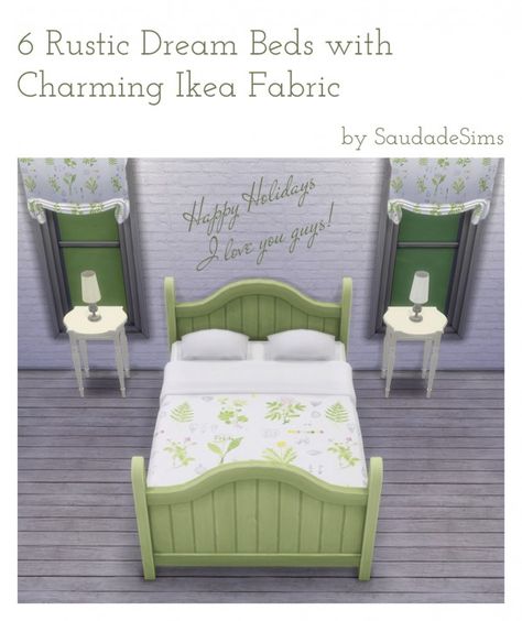 Saudade Sims: 6 Rustic dream beds withm charming IKEA fabric • Sims 4 Downloads Sims Bedroom, Dream Beds, Sims 4 Beds, Sims Furniture, Ikea Fabric, Furniture Cc, Sims 4 Blog, Sims 4 Bedroom, Cc Mods