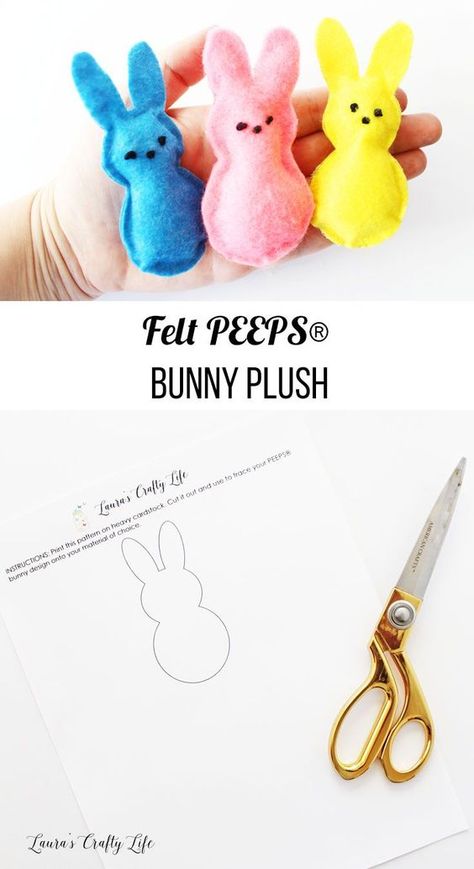 Felt PEEPS Bunny Plush tutorial with free printable pattern Peeps Crafts, Easy Felt Crafts, Felt Plush, Felt Craft Projects, Easter Wood Crafts, Easter Bunny Plush, Diy Art Projects, Easter Printables, Holiday Printables