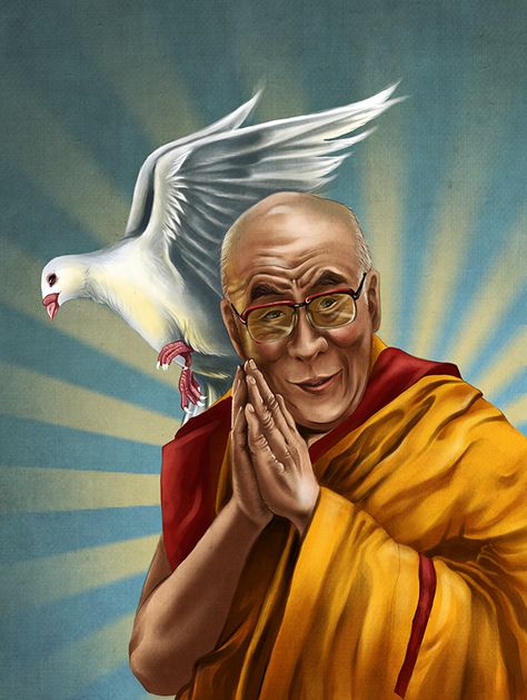 Peaceful Dalai Lama on Behance The Dalai Lama, Symbol Of Peace, A Symbol, Dalai Lama, Digital Illustration, Batman, Quick Saves, Design