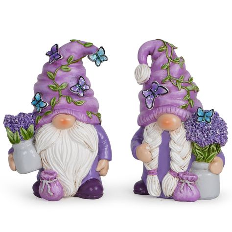 PRICES MAY VARY. Lavender Gnome Figurine: You'll get the Gnome by Hodao designer Jammy, 4.3"H. Its perfect size can be used as a Four seasons interior decoration. It is well protected in its original box, equipped with shockproof expandable polystyrene. The Lavender gnome gift can be delivered safely to you! Resin Gnome Decor Set: The gnome is covered in the purple color of lavender, like a touch of fantasy in a wonderland. Holding a bouquet of lavender flowers in his hand, it was as if the frag Bouquet Of Lavender, Swedish Tomte, Garden Fairies, Indoor Home Decor, Gnome Decor, Gnome Gift, Garden Gnomes, Diy Gnomes, Garden Gnome