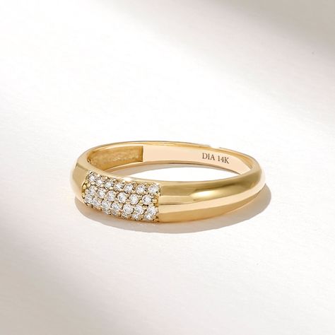 Minimal Pave Dome Ring Features * Made to Order. * Gold KT: 10K, 14K, 18K * Custom Gold Color: Rose Gold, Yellow Gold, White Gold * Diamond Color-Clarity: D-E-F color VVS clarity ( excellent ideal cut) * Total Ctw: 0.13 ctw * Width of Band: 4.41MM * Thickness of Band: 1.56MM * Ready to Ship in 5-7 Business Days ▶ Want to find out more? Check out my shop https://etsy.me/3pTGOqE I hope you enjoy my designs as much as I enjoyed creating them for you! ★ ★ ★ Each order will be beautifully packaged fo Wedding Band For Women, Real Diamond Rings, Gold Bubbles, Statement Rings Diamond, Solid Gold Ring, Dome Ring, Thumb Ring, Solid Gold Rings, Domed Ring