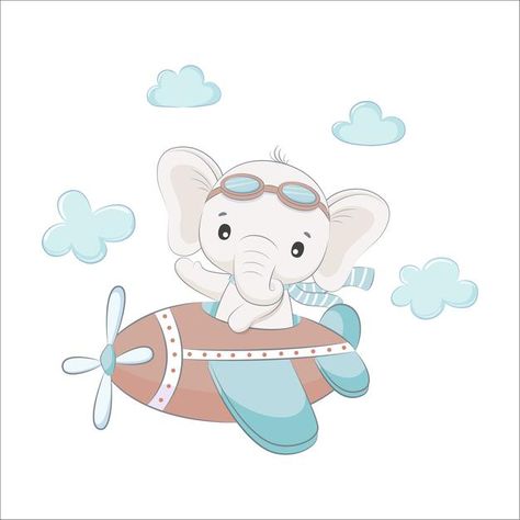 Cute baby elephant is flying on a plane.... | Premium Vector #Freepik #vector #background #baby #character #cartoon Baby Elephant Clipart, Baby Elephant Cartoon, Baby Shower Greetings, Baby Shower Greeting Cards, Background Birthday, Baby Animal Drawings, Idee Cricut, Elephant Illustration, Travel Baby