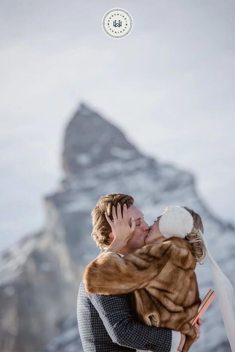 This Colorado couple celebrated their elopement in Zermatt, Switzerland. Their destination wedding was complete with dogsledding, skiing, helicopter ride and a horse drawn carriage. Photo by MA LOVE photography. Zermatt Wedding, Switzerland Elopement, Winter Switzerland, Matterhorn Mountain, Best Destination Wedding Locations, Carriage Ride, Horse Drawn Carriage, Zermatt Switzerland, Pop Champagne