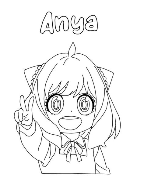 Anya Colouring Pages, Anya Line Art, Colouring Pages Anime, Coloring Pages Anime Kawaii, Anime Colouring Pages, Anya Drawing, Anime Coloring Pages, Manga Coloring Book, Anime Lineart