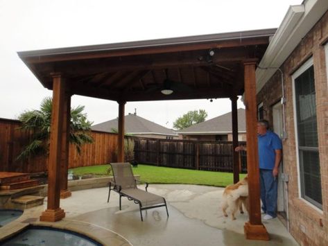 Free Standing Lean To Patio Cover, Diy Patio Cover, Pergola Metal, Free Standing Pergola, Covered Patio Design, Outdoor Covered Patio, Simple Woodworking Plans, Porch Makeover, Covered Deck