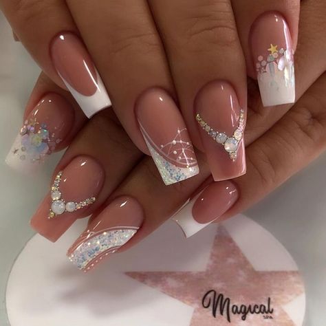 Nail Designs Bling, Rose Gold Nails Design, Elegant Touch Nails, Feet Nail Design, Bridal Nails Designs, Fancy Nail Art, Fancy Nails Designs, Rose Gold Nails, Pretty Nail Art Designs