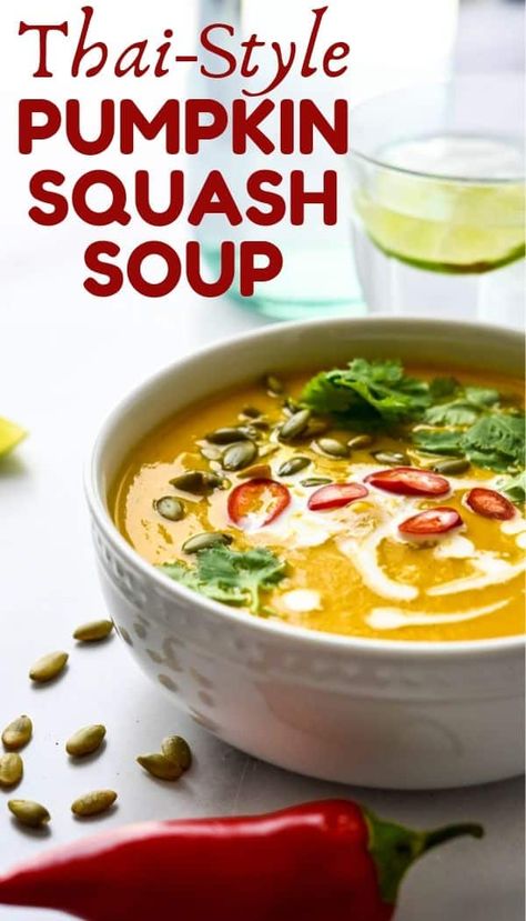 Butternut Squash Pumpkin Soup, Squash Pumpkin Soup, Pumpkin Squash Soup, Squash Soups, Thai Pumpkin Soup, Creamy Pumpkin Soup, Squash Soup Recipe, Fresh Pumpkin, Pumpkin Soup Recipe