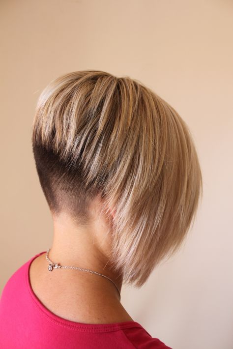 67 Undercut Bob Haircut, Inverted Bob Short, Undercut Hair, Inverted Bob Haircuts, Tan Skin Blonde Hair, Short Undercut, Angled Bob Haircuts, Inverted Bob Hairstyles, Stacked Bob Haircut