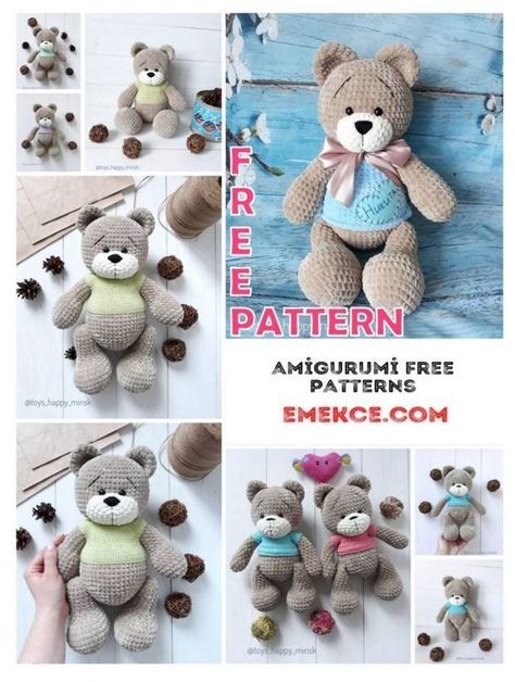 Crochet Teddy Bear Pattern Free, Amigurumi Teddy Bear, Teddy Bear Patterns Free, Bear Patterns Free, Velvet Rope, Christmas Crochet Patterns Free, Crochet Bear Patterns, Amigurumi Bear, Crochet Teddy Bear Pattern