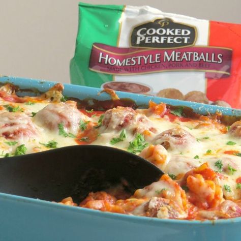 Baked Ziti With Frozen Meatballs, Baked Frozen Meatballs, Frozen Meatball Bake, Meatball Casserole Recipe Easy Dinners, Homestyle Meatballs Dinners, Homestyle Meatballs Recipe, Frozen Meatball Casserole, Easy Dinner Recipes With Frozen Meatballs, Frozen Meatball Baked Ziti