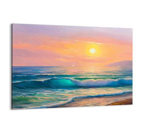 Sea Side Painting, Seascape Wall Art, Sea Side, Blue Waves, Beautiful Wall Art, Abstract Oil, Light Painting, Oil Painting Abstract, Art Pictures