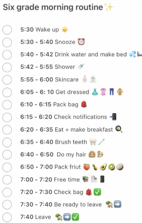 6th Grade Morning Routine, School Morning Routine 5 Am, Routines School, Moring Routine, 6th Grade Tips, Before School Routine, School Night Routine, Good Apps For Iphone, Routine School