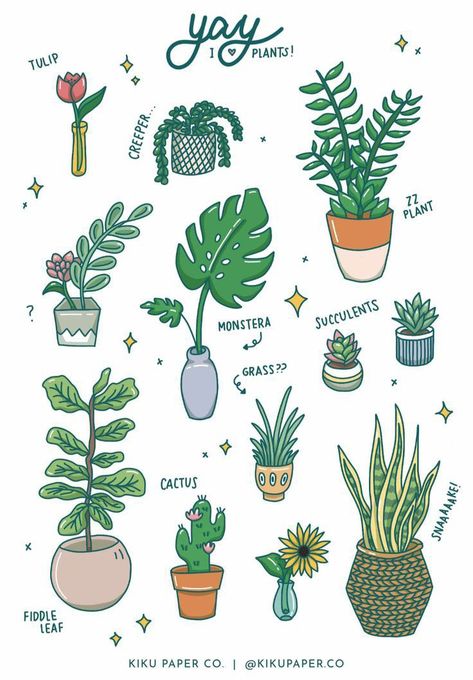 House Plants Drawing, Cute Plants Drawing, Remodeling Small Bathroom, House Plant Drawing, Sharing Bedroom, Design For Notebook, Plants Drawings, Stickers Plants, Small Bathroom Designs