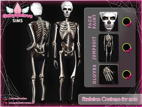 Grim Reaper Sims 4 Cc, Mens Skeleton Costume, Cc For Sims 4, Full Skeleton, Skeleton Face Paint, Skeleton Skin, Skeleton Arm, Costume For Men, Skeleton Face