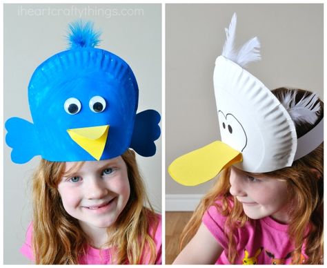 These silly paper plate bird hats make a great spring kids craft, bird crafts for kids, preschool craft and spring bird craft for kids. Paper Plate Bird, Paper Plate Hats, Preschool Hat, Bird Crafts Preschool, Craft Bird, Bird Hat, Bird Craft, Craft Preschool, Crazy Hat