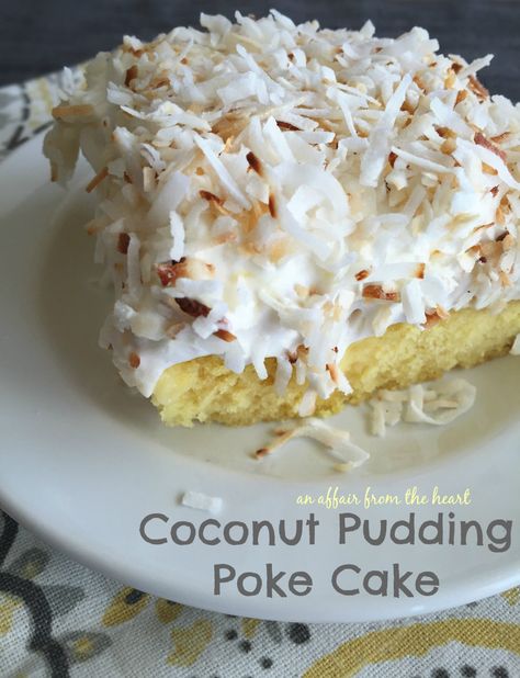 Luscious Coconut Pudding Poke Cake - Coconut Lovers Unite Coconut Poke Cake, Coconut Rolls, Coconut Pineapple Cake, Samoan Food, Coconut Poke Cakes, Coconut Cream Cake, Pudding Poke Cake, Simple Desserts, Coconut Cake Recipe