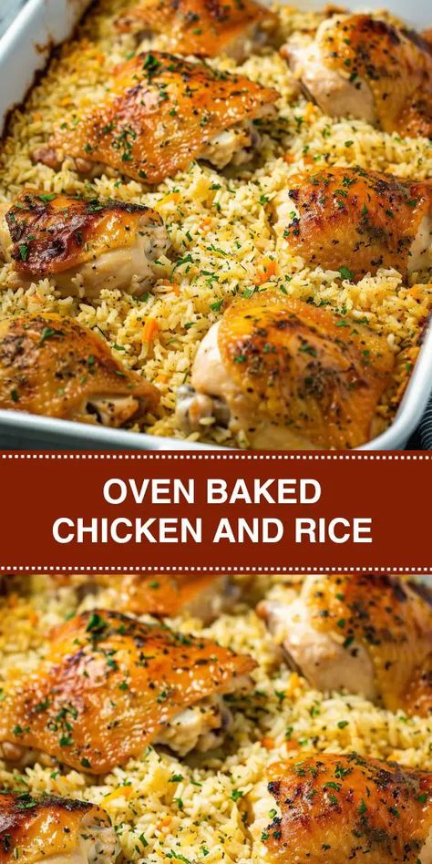 Oven Baked Chicken And Rice, Chicken Breast Casserole Recipes, Chicken Breast Casserole, Baked Chicken And Rice, Chicken And Rice Recipe, Chicken And Rice Casserole, Oven Chicken, Oven Baked Chicken, Chicken And Rice