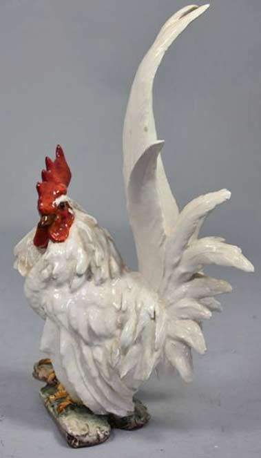 Ceramic-Rooster--Paris--Fontainebleau-Osenat Rooster Collectibles, Rooster Statue, Rooster Kitchen Decor, Chicken Figurines, Country Rooster, Ceramic Chicken, Rooster Kitchen, Ceramic Rooster, Rooster Art