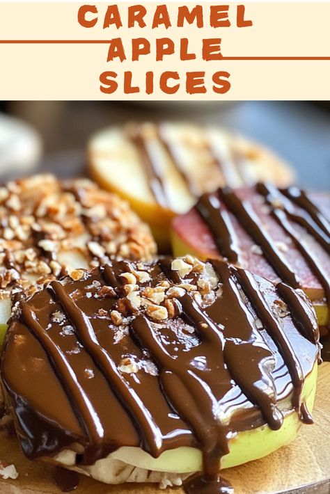 CARAMEL APPLE SLICES Caramel Apple Slices, Easy Dinner Desserts, Caramel Candies, Brunch Appetizers, Raspberry Scones, Chocolate Pairings, Types Of Chocolate, Green Apples, Caramel Candy