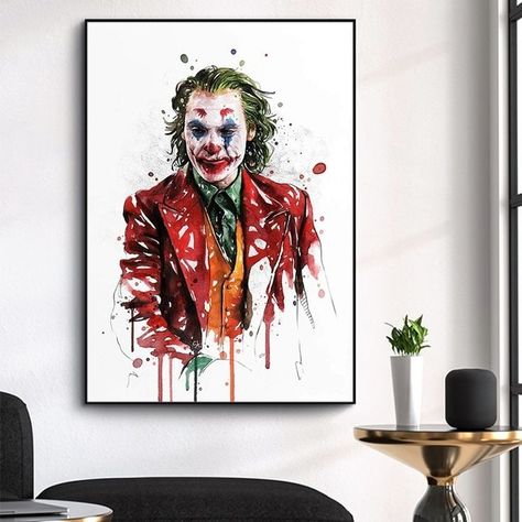 2019 Joker Movie Abstract Watercolor Poster Canvas Painting Prints Wall Art Pictures for Bar Cafe Home Kids Room Decor Unframed 2019 Joker, Joker Movie, Types Of Art Styles, Cafe Wall Art, Watercolor Poster, Nordic Wall Art, Nordic Art, Cafe Wall, Room Deco