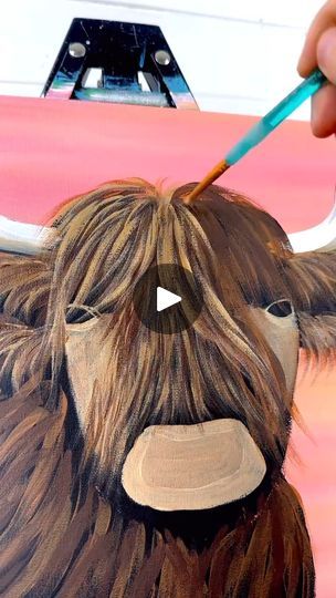 Highland Cow Painting Tutorial, Highland Cow Painting, Cow Painting, Acrylic Painting For Beginners, Paint And Sip, Highland Cow, Easy Paintings, Painting Tutorial, Art Original